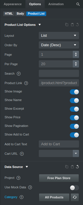 Product List Options