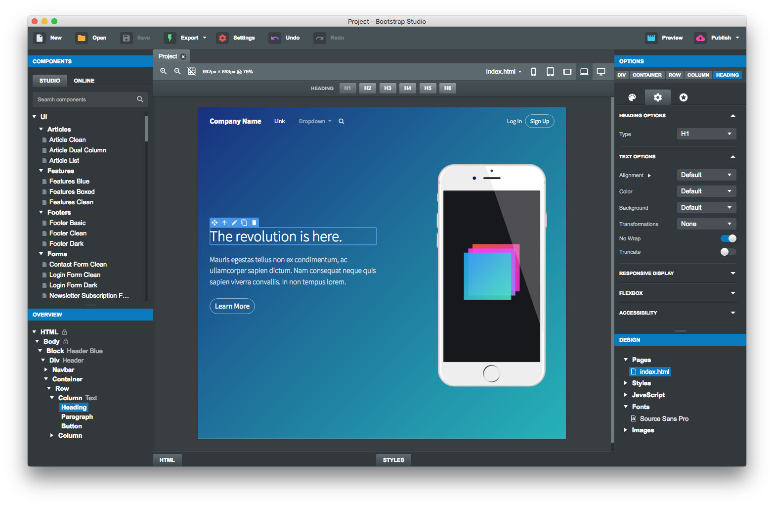 Bootstrap Studio Pages Lokasinarena