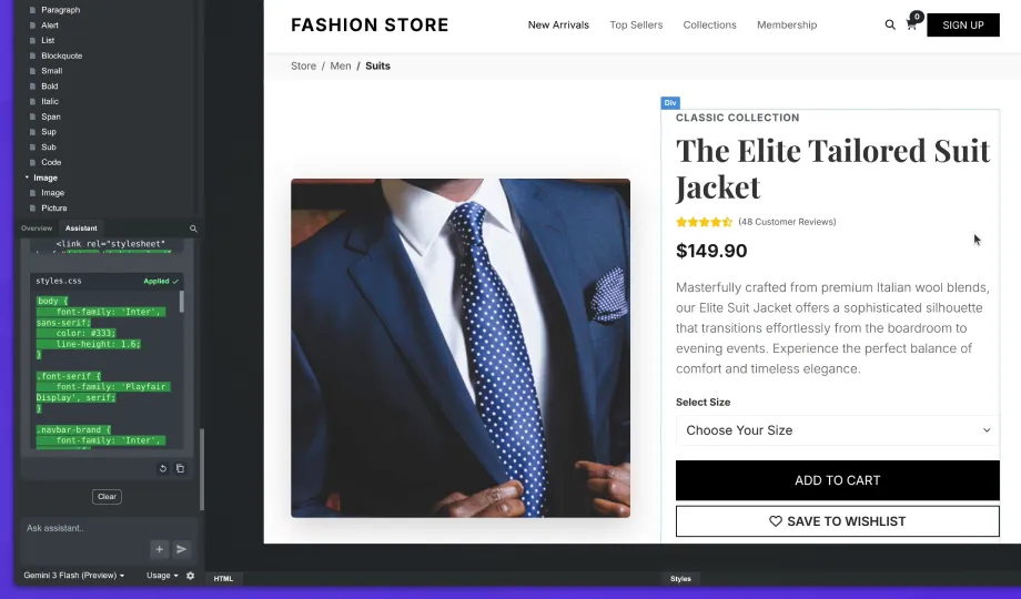 Redesign existing sites instantly