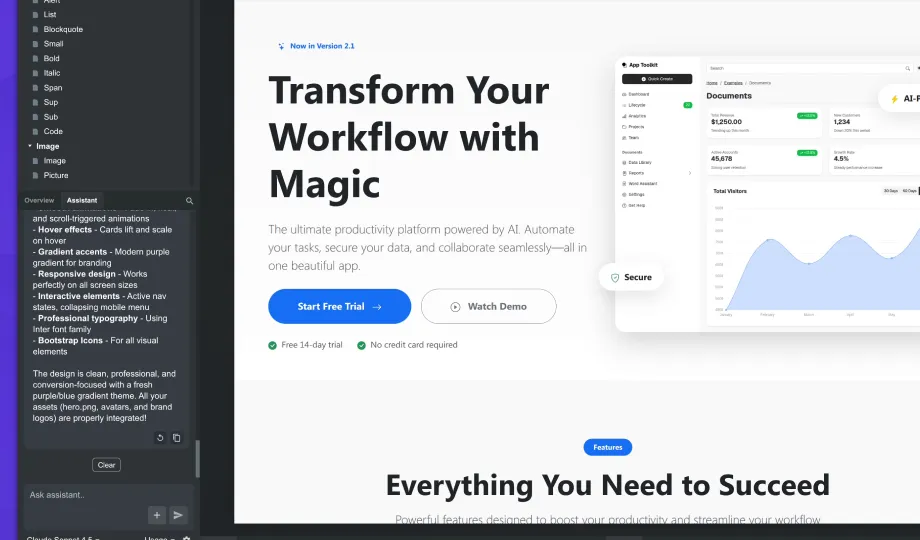Build full websites in seconds