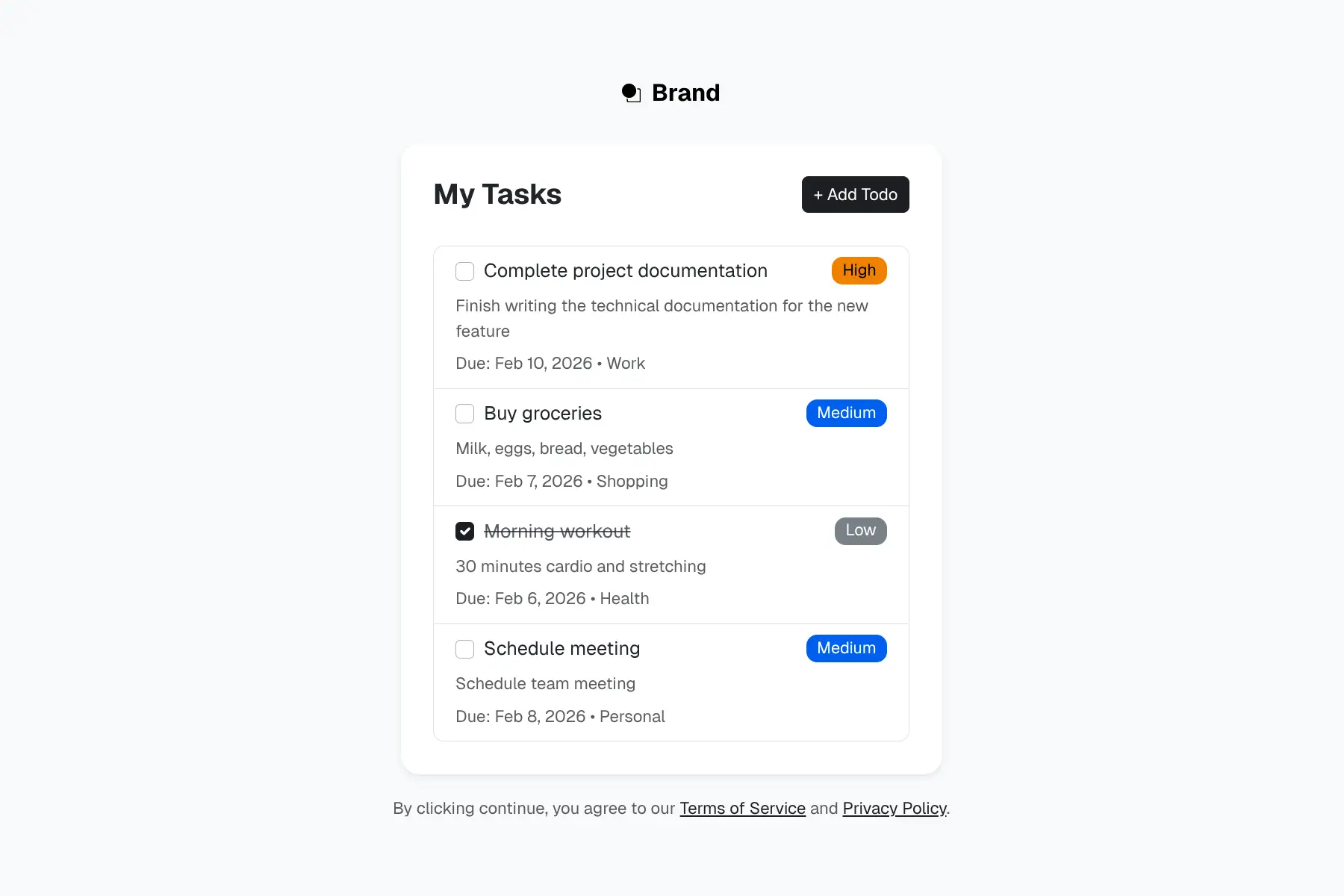 Tasks UI