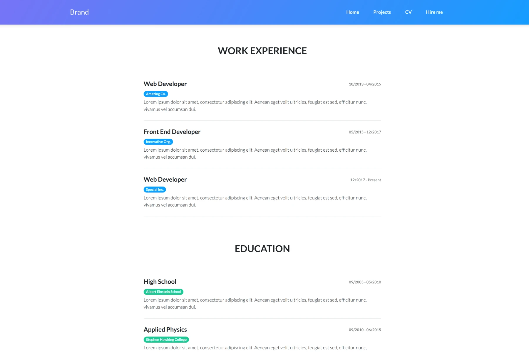 CV Page