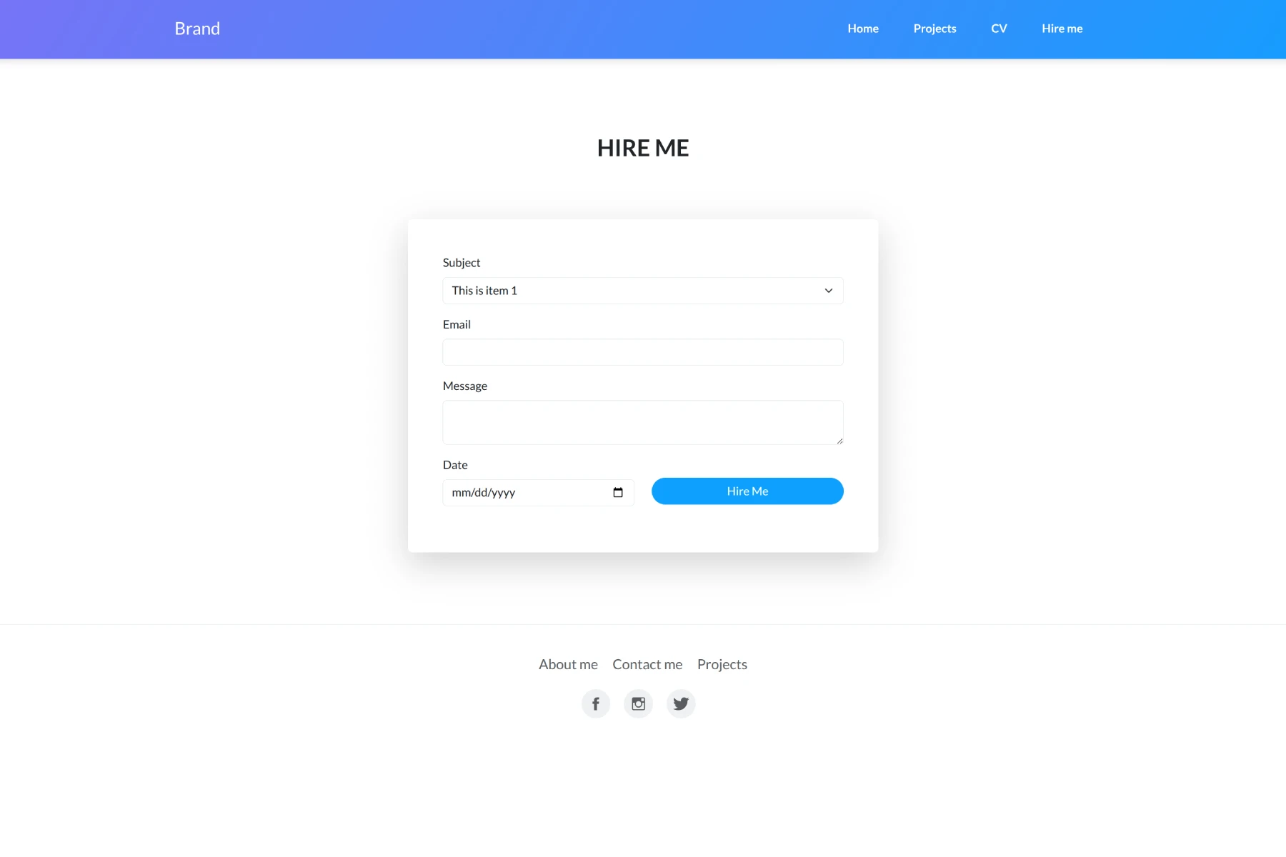 Hire Me Page