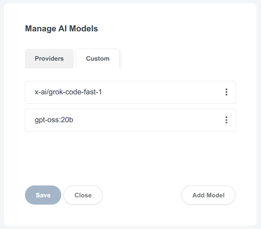 Manage Custom AI Models
