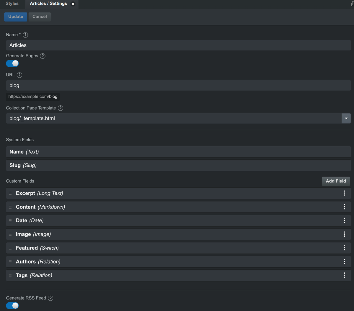 Collection Settings