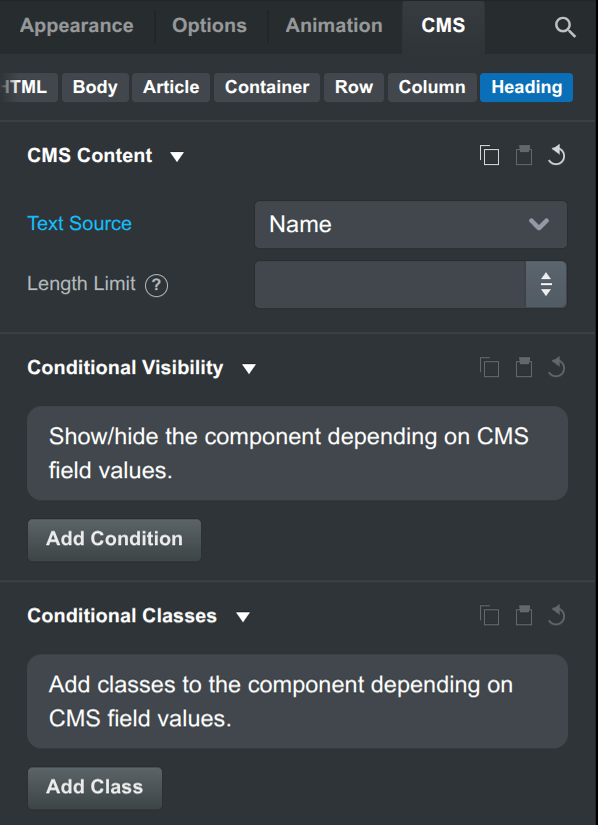 Binding in the CMS Panel