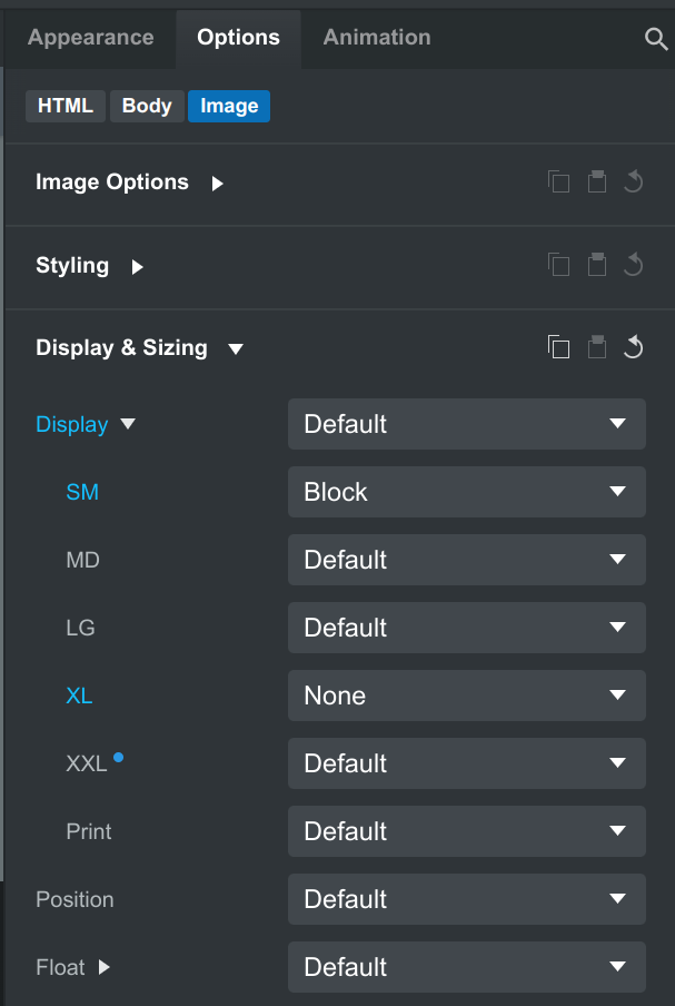 Display and Sizing