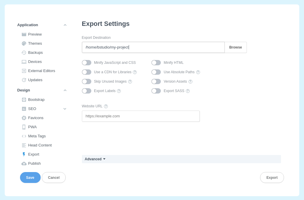 Exporting | Bootstrap Studio