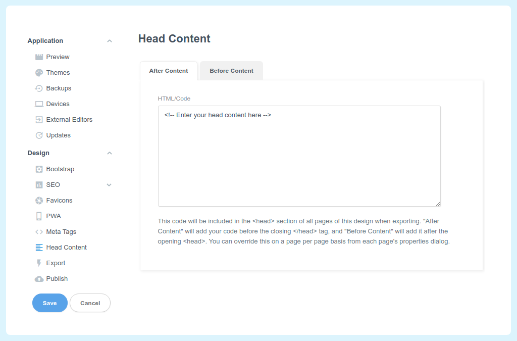 HTML Head Content