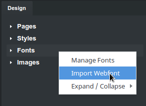 Webfont-menu importeren