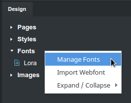 Manage Fonts Menu