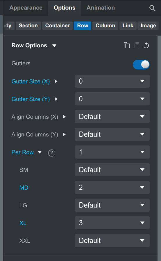 Row Options