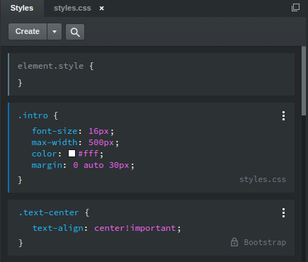 CSS Editing | Bootstrap Studio